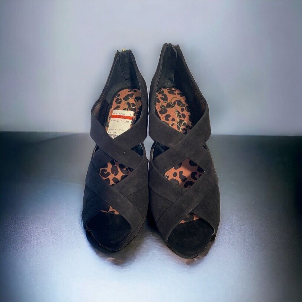 Jessica Simpson Meek Black Wedge Suede Shoes 7.5 - Picture 1 of 8